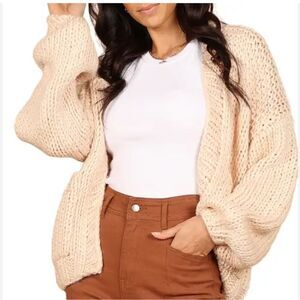 Petal & Pup Cara Natural Oversized Chunky Hand Knit Cardigan - Small/Medium